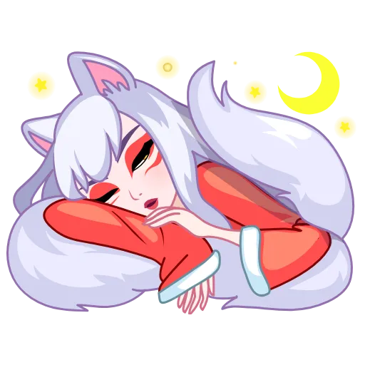 😴 Эмодзи «Kitsune - анимированная кицунэ» для Telegram