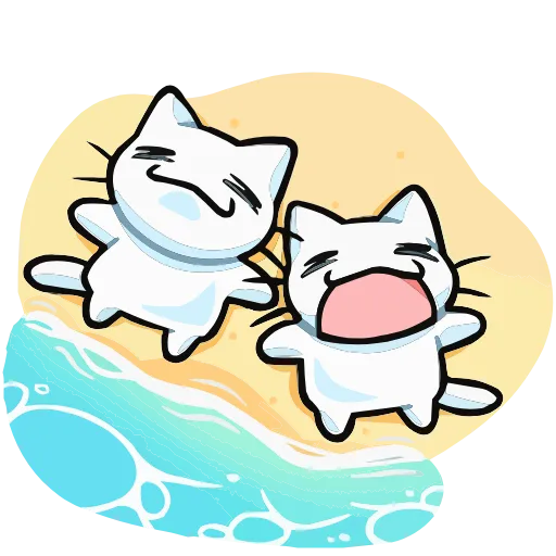 🏖 Эмодзи «Кисятки на отдыхе» для Telegram