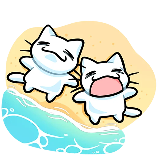 🏖 Стикер «Кисятки на отдыхе Без Текста» для Telegram