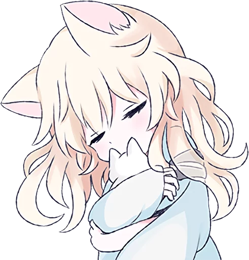 🤗 Стикер «White Cat Girl» для Telegram