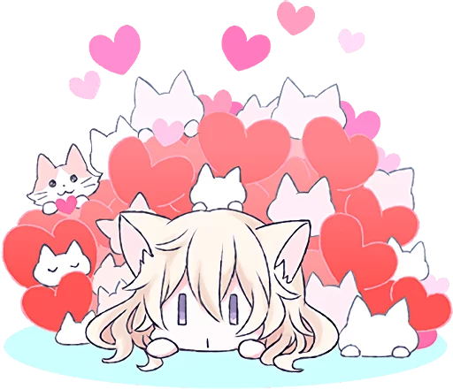 ❤️ Стикер «White Cat Girl» для Telegram