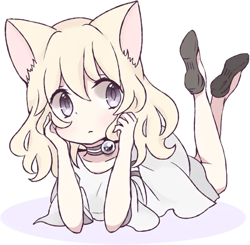 😕 Стикер «White Cat Girl» для Telegram