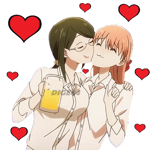 😍 Стикер «LOVE IS HARD FOR OTAKU» для Telegram
