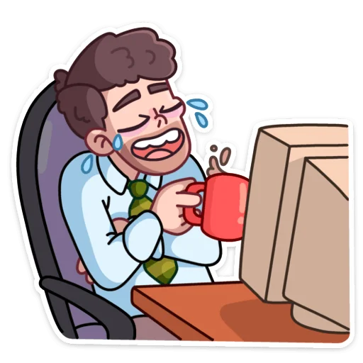 🤵 Стикер «Майкл покажет вам, что на работе можно не только скучать&;» для Telegram
