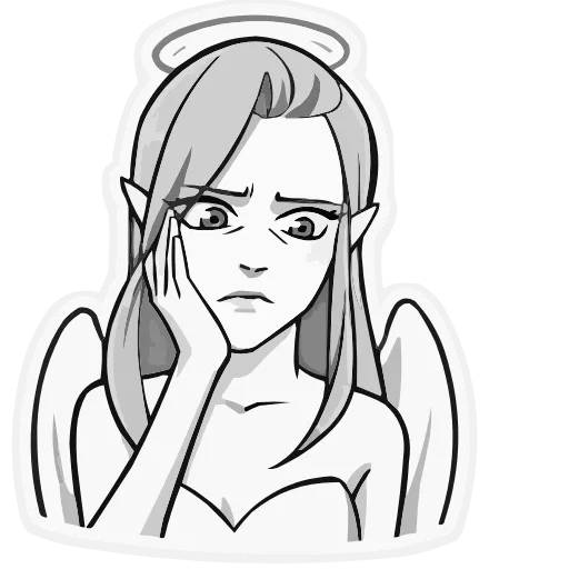 😔 Эмодзи «ЧБ Ангелица» для Telegram
