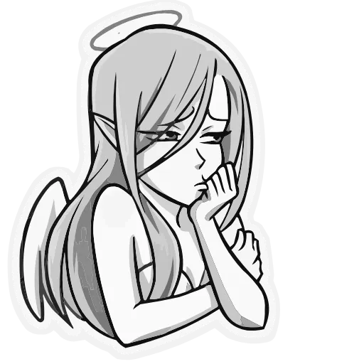 😞 Эмодзи «ЧБ Ангелица» для Telegram