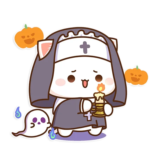 Стикерпак mochi peach cats - Halloween для Telegram — скачать
