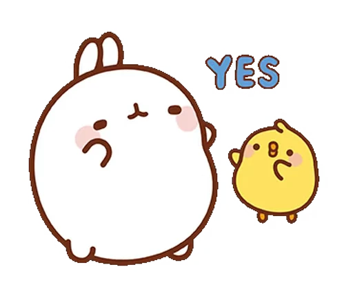 ☺️ Стикер «Molang Happiness is here!» для Telegram