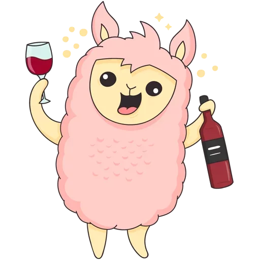 🍷 Стикер «Лама Молли - любит рейвы и эзотерику» для Telegram
