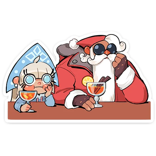 🍸 Стикер «Дед Мороз и Снегурочка» для Telegram