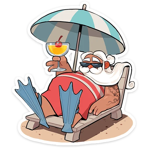 🏖 Стикер «Дед Мороз и Снегурочка» для Telegram