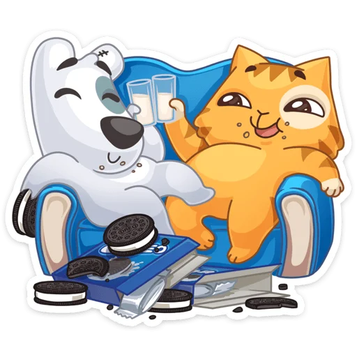🥂 Стикер «Персик и Спотти любят OREO» для Telegram