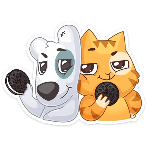 😊 Стикер «Персик и Спотти любят OREO» для Telegram