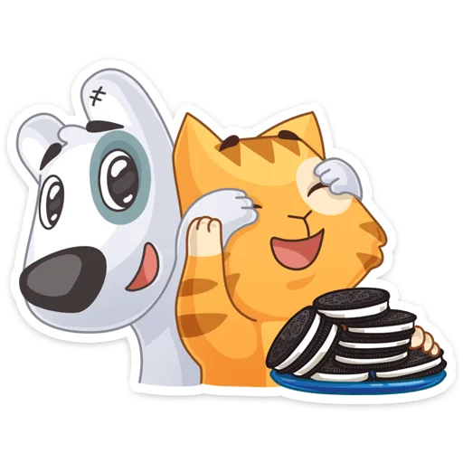 🙈 Стикер «Персик и Спотти любят OREO» для Telegram