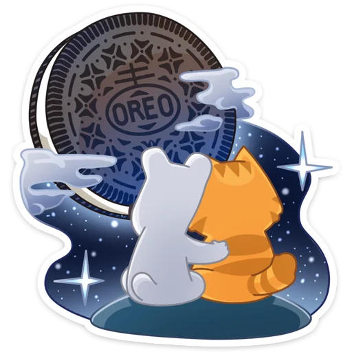 ☺️ Стикер «Персик и Спотти любят OREO» для Telegram