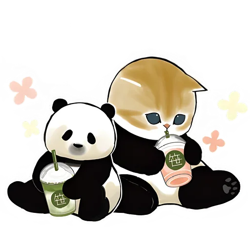 😋 Стикер «Панда и Котик» для Telegram