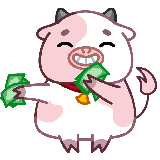🤑 Стикер «Розовая коровка» для Telegram