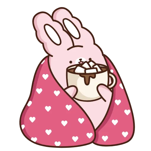 ☕️ Эмодзи «Кролик Супчик розовый» для Telegram