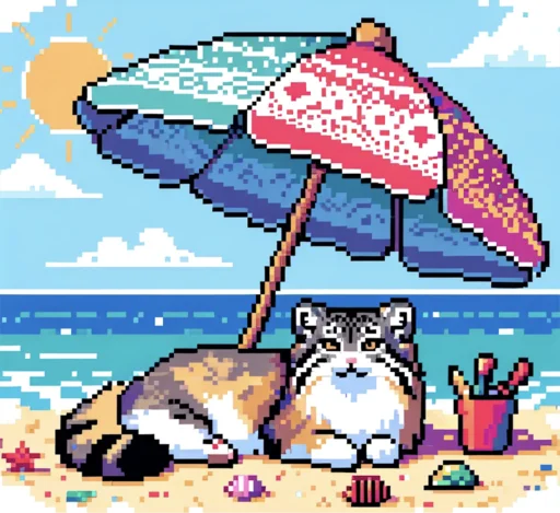 🏖 Стикер «pixel manul» для Telegram