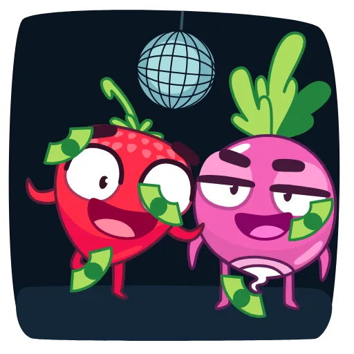 🕺 Эмодзи «Редиска и Клубничка» для Telegram