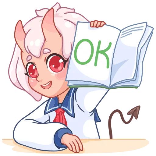🆗 Эмодзи «Школьница Они-тян» для Telegram