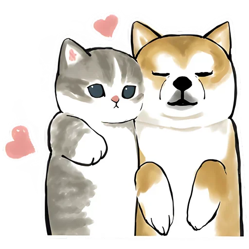 🥰 Стикер «Шиба и Нян котик» для Telegram