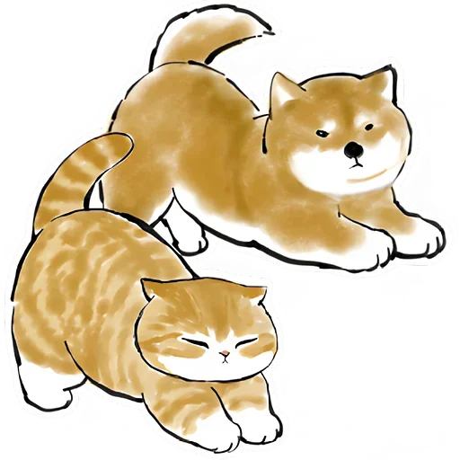 ☀ Стикер «Шиба и Нян котик» для Telegram