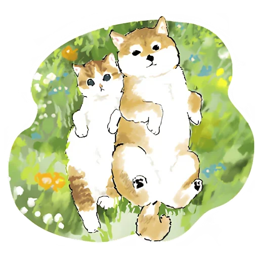 🥰 Стикер «Шиба и Нян котик» для Telegram