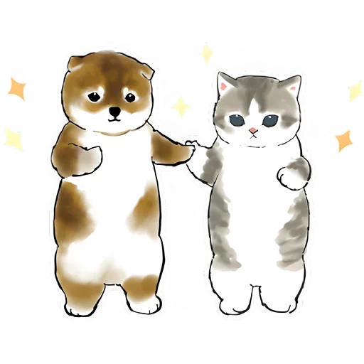 🥰 Стикер «Шиба и Нян котик» для Telegram