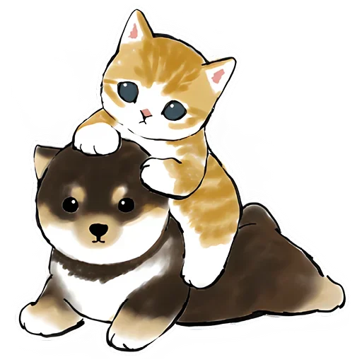 🥰 Стикер «Шиба и Нян котик» для Telegram