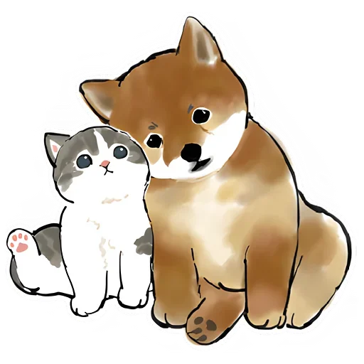 😔 Стикер «Шиба и Нян котик» для Telegram