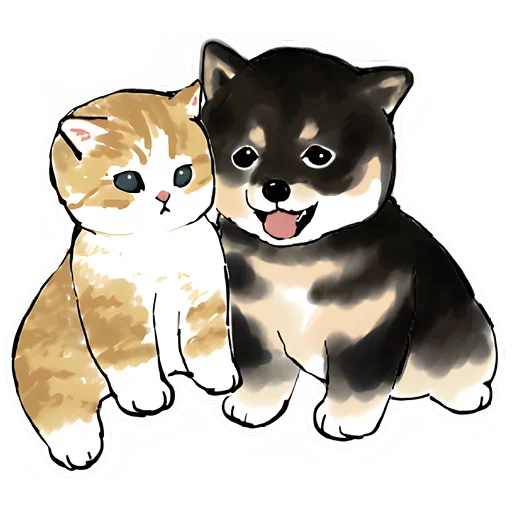 😛 Стикер «Шиба и Нян котик» для Telegram