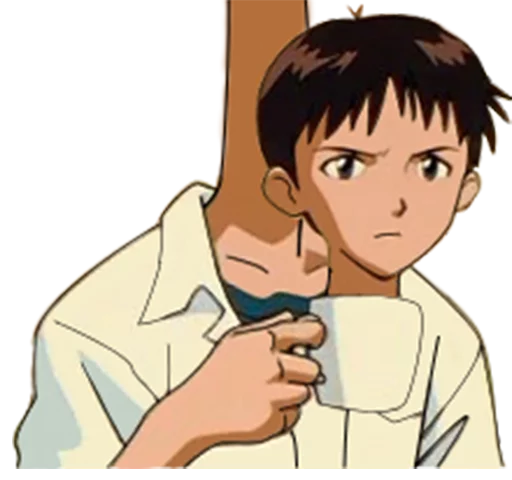 😐 Стикер «SHINJI WITH A FUCKING CUP» для Telegram