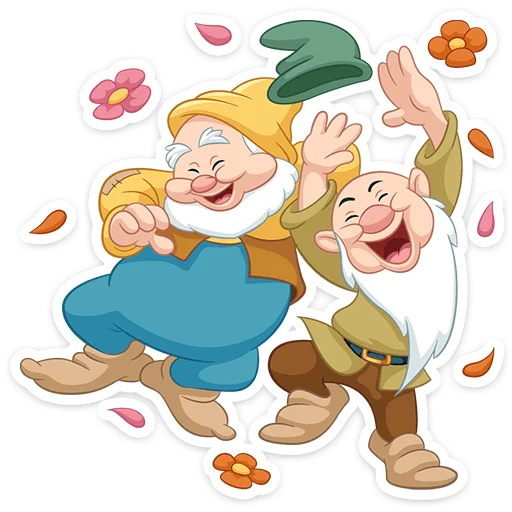 🥳 Стикер «Белоснежка и семь гномов» для Telegram