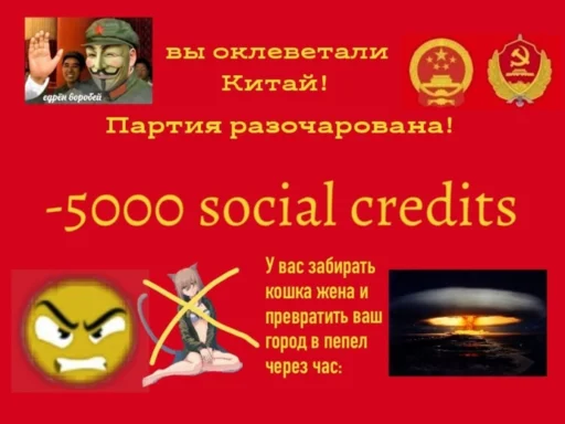 😠 Стикер «Social credit china» для Telegram