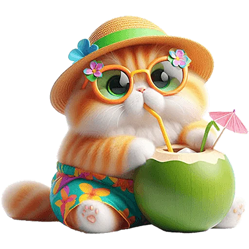 🍹 Стикер «Летний котик» для Telegram