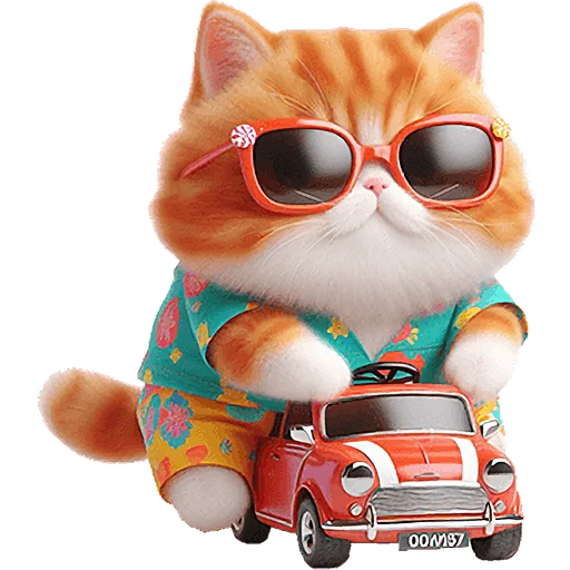 🚒 Стикер «Летний котик» для Telegram