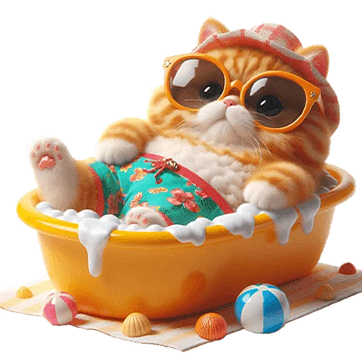 🛁 Стикер «Летний котик» для Telegram