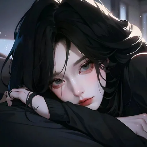🖤 Стикер «Black (anime chan)» для Telegram