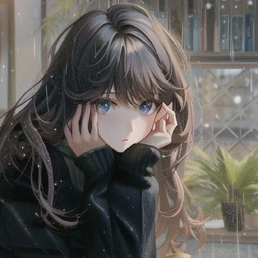 🖤 Стикер «Black (anime chan)» для Telegram