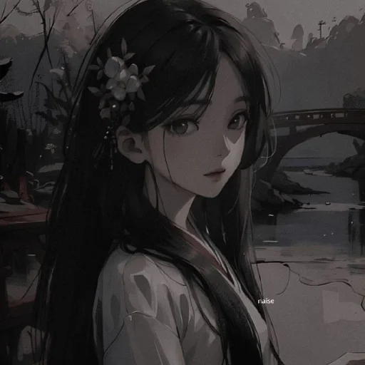 🖤 Стикер «Black (anime chan)» для Telegram