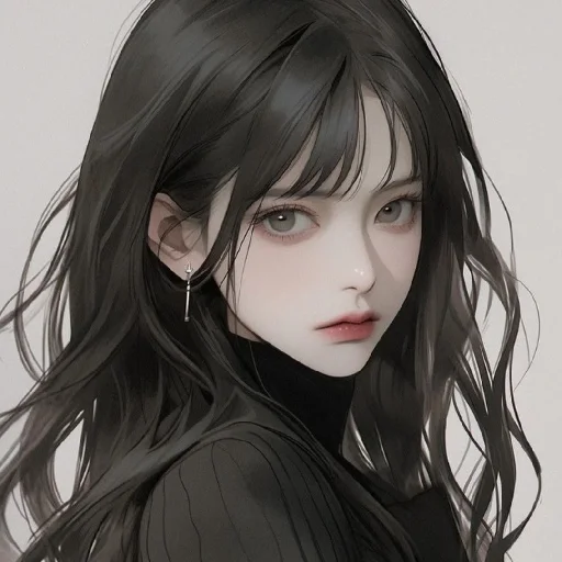 🖤 Стикер «Black (anime chan)» для Telegram
