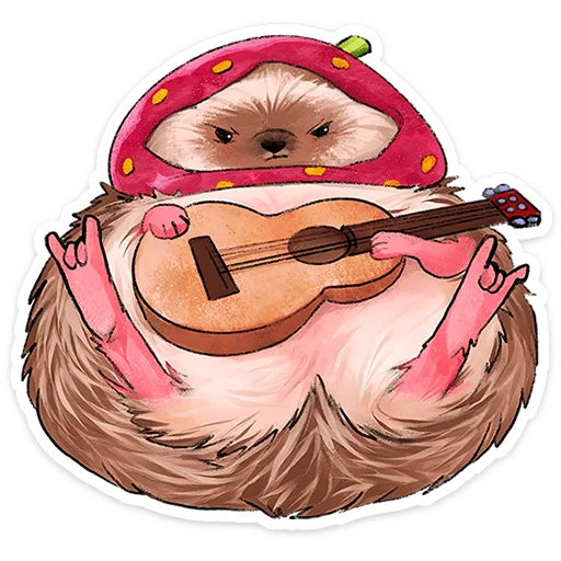 🍓 Стикер «Лёля - Маленький клубничный комочек счастья с мягкими иголками» для Telegram
