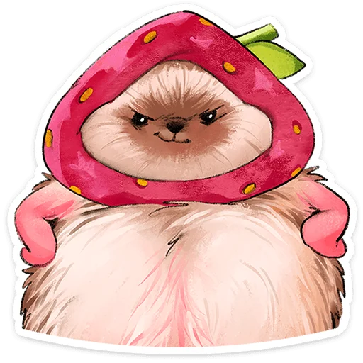 🍓 Стикер «Лёля - Маленький клубничный комочек счастья с мягкими иголками» для Telegram