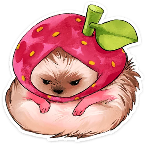 🍓 Стикер «Лёля - Маленький клубничный комочек счастья с мягкими иголками» для Telegram