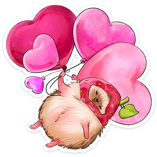 🍓 Стикер «Лёля - Маленький клубничный комочек счастья с мягкими иголками» для Telegram