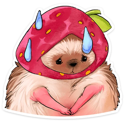 🍓 Стикер «Лёля - Маленький клубничный комочек счастья с мягкими иголками» для Telegram