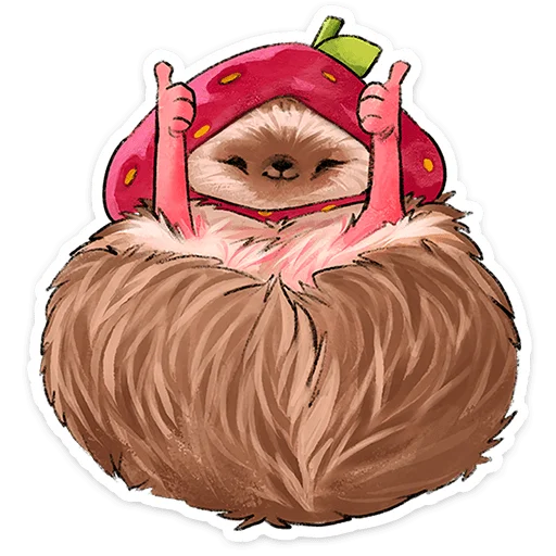 🍓 Стикер «Лёля - Маленький клубничный комочек счастья с мягкими иголками» для Telegram