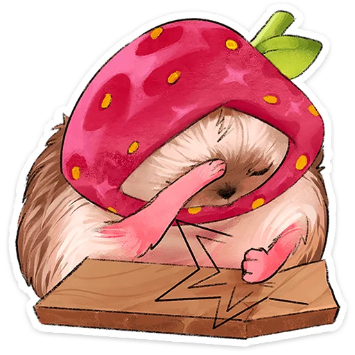 🍓 Стикер «Лёля - Маленький клубничный комочек счастья с мягкими иголками» для Telegram