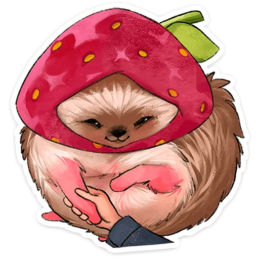 🍓 Стикер «Лёля - Маленький клубничный комочек счастья с мягкими иголками» для Telegram